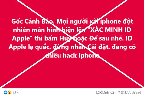 Thực hư thông tin gây xôn xao xác minh ID Apple sẽ bị hack tài khoản
